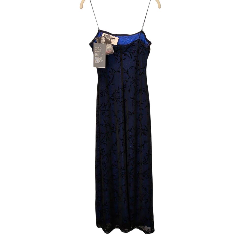 NOS Vtg 90s Rampage Sz M Blue Sheer Glitter Formal Maxi Dress Fairy Whimsygoth - Picture 4 of 8